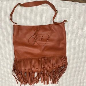 Rusty red raven and lily shoulder bag